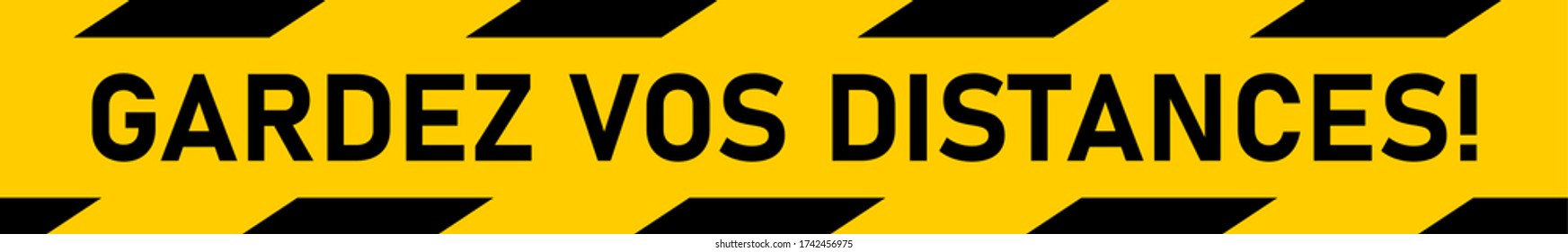 Gardez Vos Distances ("Keep Your Distance" in French) Floor Marking Stripe Tape Sticker Icon. Vector Image.