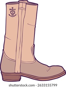 ilustração de bota de gardian - tradicional calçado de couro camargue esboço