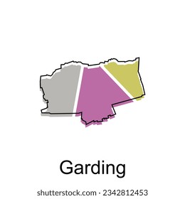 Garding City of Germany map vector illustration, vector template with outline graphic sketch style isolated on white background