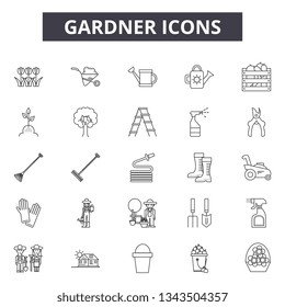 Gardner line icons for web and mobile design. Editable stroke signs. Gardner  outline concept illustrations