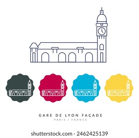 Gare de Lyon - FACADE - Paris, France - Stock Illustration as EPS 10 File