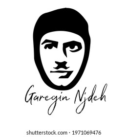 Garegin Ter-Harutyunyan - better known by his nom de guerre Garegin Nzhdeh - As a member of the Armenian Revolutionary Federation - Vector in ENG - Armenia,Yerevan