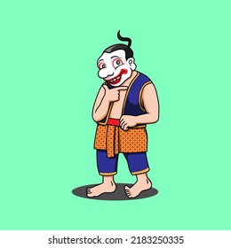 Gareng Punakawan wayang kulit character cartoon vector illustration