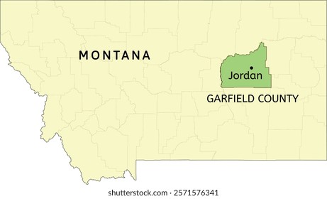 Garfield County and town of Jordan location on Montana state map