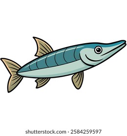Garfish isolated flat vector illustration on white background