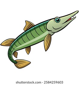 Garfish isolated flat vector illustration on white background