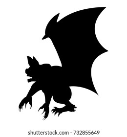 Gargoyle Chimera silhouette ancient mythology fantasy. Vector illustration.