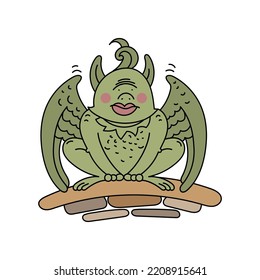 Gargoyle color vector illustration isolated on white background