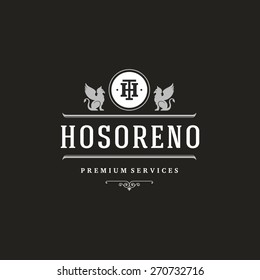 Gargoyle Design Element in Vintage Style for Logotype, Label, Badge, T-shirts and other design. Retro vector illustration.
