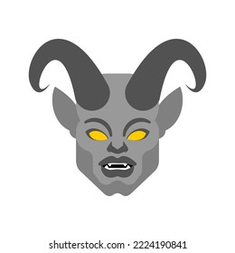 Gargoyle face isolated. Head Stone demonic character, monster. Fantastic architectural object.