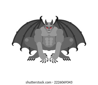 Gargoyle isolated. Stone demonic character, monster. Fantastic architectural object.