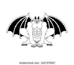 Gargoyle isolated. Stone demonic character, monster. Fantastic architectural object.