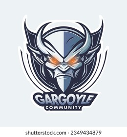 Gargoyle Mascot face logo template for esport and sport team.Stone gargoyle logo.
