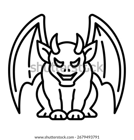 Gargoyle Outline Icon Vector Illustration