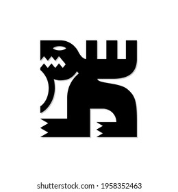 Gargoyle vector logo. Cut out square monster icon. Simple bold spooky design element.