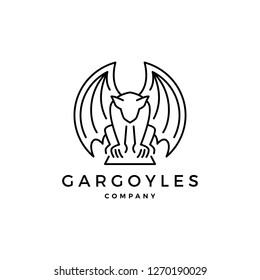 gargoyles, gargoyle logo vector outline illustration