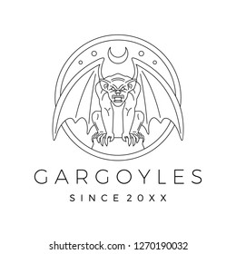 gargoyles, gargoyle logo vector outline illustration