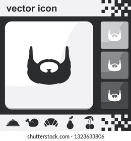 Garibaldi beard style. Beard and mustache flat set of buttons vector icon.