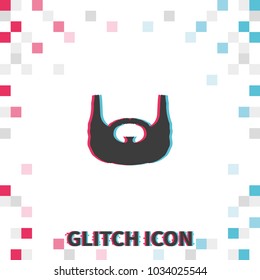 Garibaldi beard style. Beard and mustache  glitch effect vector icon.