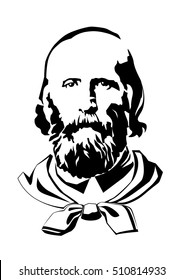 Garibaldi Giuseppe, Italian general, politician, patriot vector illustration. Risorgimento, Italy unification.