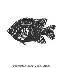 Garibaldi Icon Silhouette Illustration. Fish Vector Graphic Pictogram Symbol Clip Art. Doodle Sketch Black Sign.