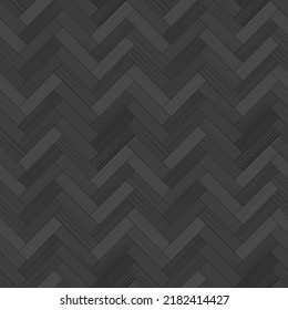 Parqué de madera gris de garganta, patrón de hueso de arenque sin fisuras. Suelo laminado de zigzag en madera dura de gran escala. Textura de grano de madera. interior de madera. roble, nuez, pino, materiales de arce. Ilustración vectorial realista