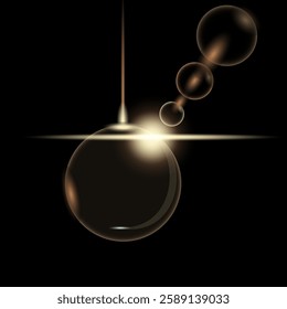 Garland abstraction glowing balls on a dark background