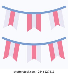 Garland American Flag, Fourth Of July Icon, Vector Style Flat Icon. 