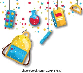 Garland With Backpack Paint And Pencil t Background Vector image 