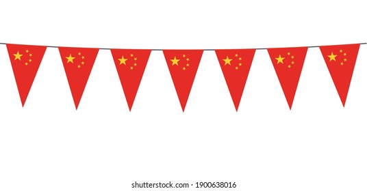 Garland banner in the colors of China on a white background 