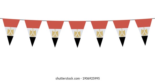 Garland banner in the colors of Egypt on a white background 