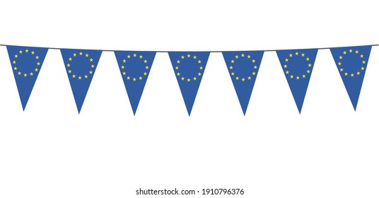 Garland banner in the colors of Europe on a white background 