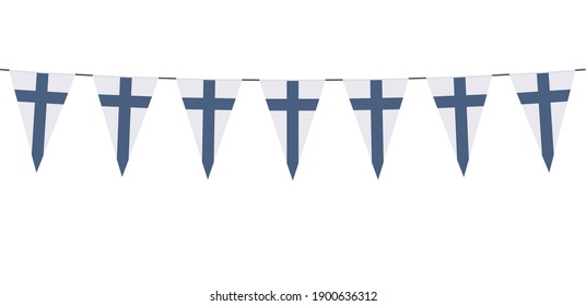 Garland banner in the colors of Finland on a white background 