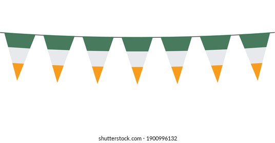 Banner de Garland con los colores de Irlanda sobre un fondo blanco 