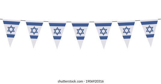 Banner de Garland con los colores de Israel en un fondo blanco 