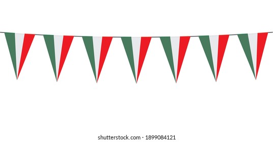 Garland banner in the colors of Italy on a white background 