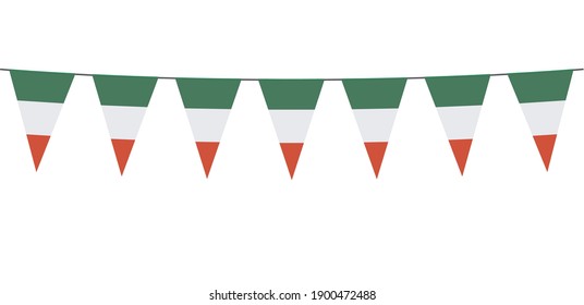 Garland banner in the colors of Italy on a white background 