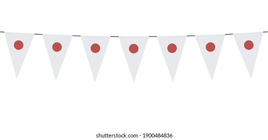 Garland banner in the colors of Japan on a white background 