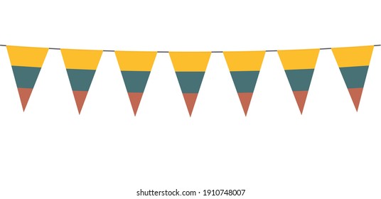 Garland banner in the colors of Lithuania on a white background 