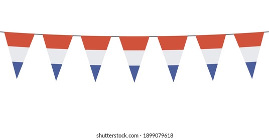 Garland banner in the colors of Netherlands on a white background 
