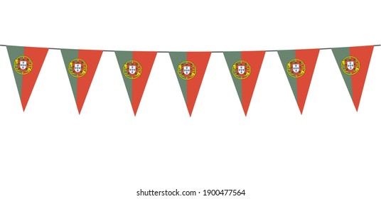 Banner de Garland con los colores de Portugal sobre fondo blanco 