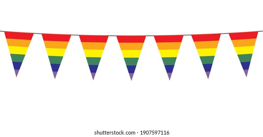 Garland banner in the colors of Rainbow on a white background 