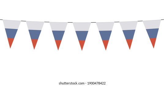 Garland banner in the colors of Russia on a white background 