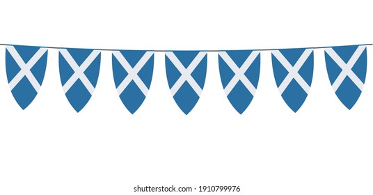 Garland banner in the colors of Scotland on a white background 