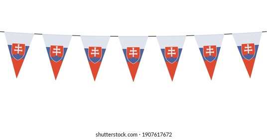 Garland banner in the colors of Slovakia on a white background 