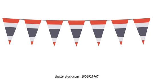 Garland banner in the colors of Thailand on a white background 