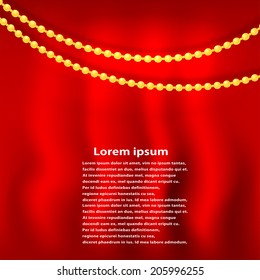 Garland of beads on a red background. Vector illustration