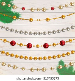 Garland beads vector set. Collection of  beads garland
