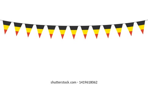 Garland with black yellow red pennants on a white background 