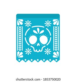 garland of blue color with skull on white background vector illustration design